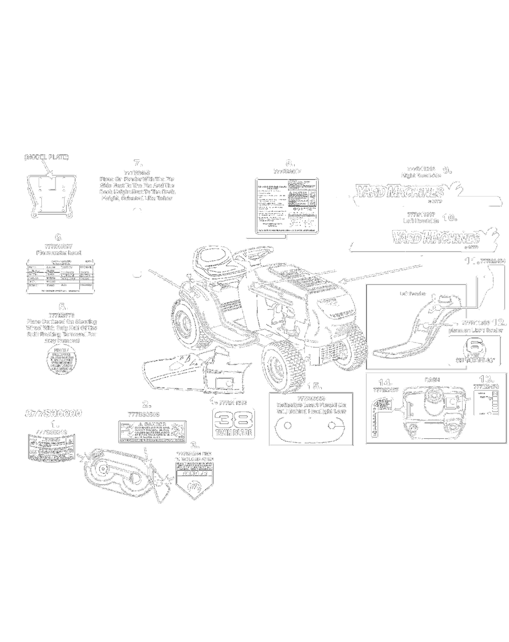 Label Map C762f Diagram and Parts List for 13AC762F000 2008 Yard Machines Lawn Tractor